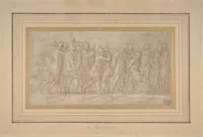 Guerriers romains ou grecs célébrant après une victoire, 1503-40 - Parmigianino