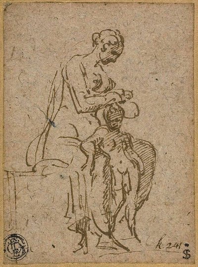 Femme épouillant un enfant - Parmigianino