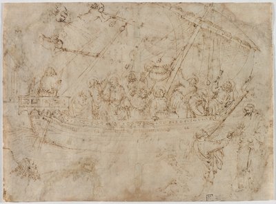 Navicella recto Deux dessins de navires verso - Parri Spinelli