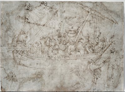 Deux dessins de navires verso, années 1410 - Parri Spinelli