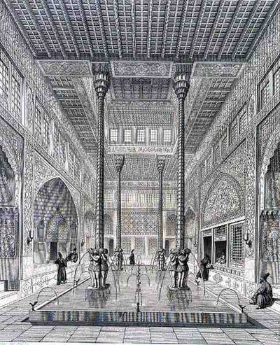 Intérieur du Palais de Chahar Bagh, à Ispahan, de 