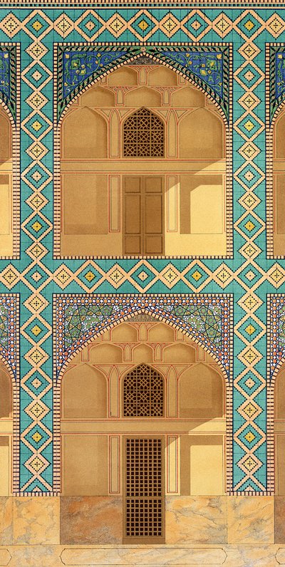 Détail des arcades de la cour dans la Medrese-i-Shah-Hussein, Isfahan - Pascal Xavier Coste