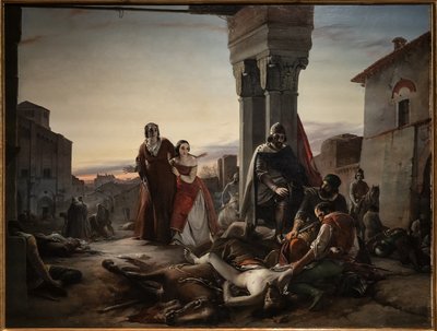 La mère de Ricciardino Langosco cherchant le corps de son fils tué lors de la conquête de Pavie par Matteo Visconti en 1315 - Pasquale Massacra