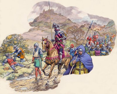 Guerre de 100 ans (gouache sur papier) - Pat (1907-95) Nicolle