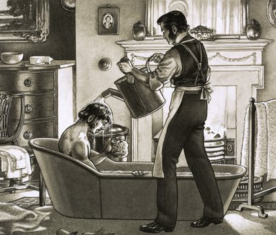 Un homme baigné par son valet - Pat (1907-95) Nicolle