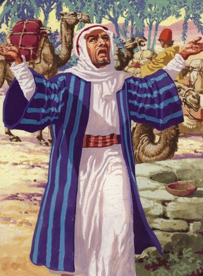 Eliezer demandant à Dieu de le guider dans le choix de la femme d