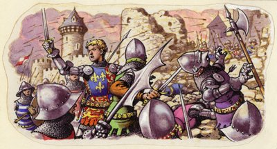 Harfleur assiégée par le roi Henri V (gouache sur papier) - Pat (1907-95) Nicolle