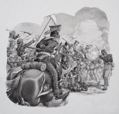 Cavalerie légère (gouache sur papier) - Pat (1907-95) Nicolle