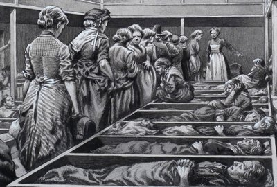 Mission londonienne pour les femmes sans-abri (gouache sur papier) - Pat (1907 95) Nicolle