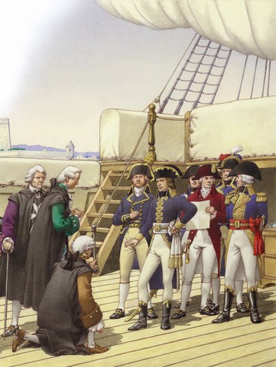 Napoléon accepte la reddition de Malte (gouache sur papier) - Pat (1907-95) Nicolle