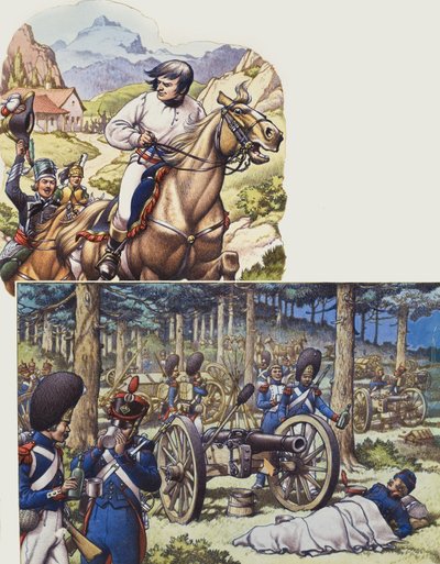 Napoléon et la garde impériale de Napoléon (gouache sur papier) - Pat (1907-95) Nicolle