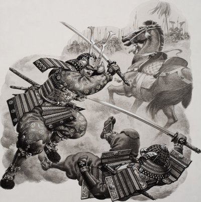 Samurai (gouache on paper) - Pat (1907-95) Nicolle
