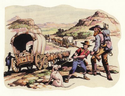 Le Grand Trek de 1835-1837 (gouache sur papier) - Pat (1907-95) Nicolle