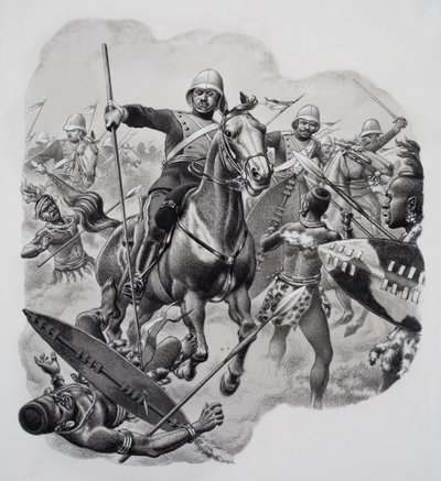 Zulus (gouache sur papier) - Pat (1907-95) Nicolle