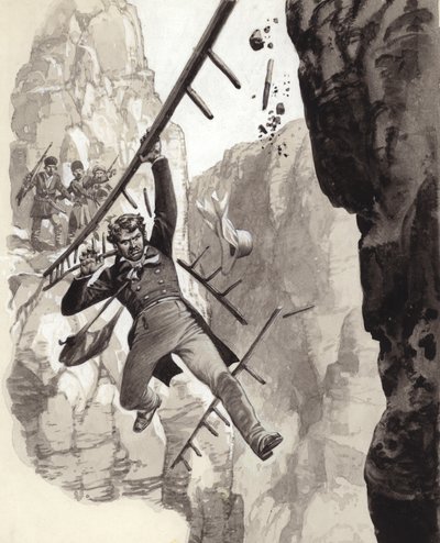 Henry Creswicke Rawlinson à Behistun (gouache sur papier) - Pat (1907-95) Nicolle
