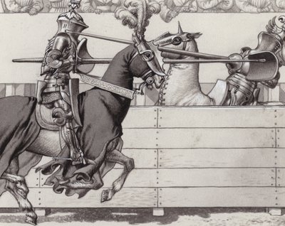 Chevaliers de joute (gouache sur papier) - Pat (1907-95) Nicolle