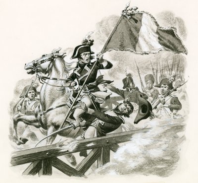 Napoléon menant son armée sur le pont de Lodi - Pat (1907-95) Nicolle