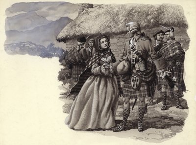 Prince Charles Stuart, le jeune prétendant, et Flora Macdonald (gouache sur papier) - Pat (1907 95) Nicolle