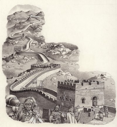 La Grande Muraille de Chine (gouache sur papier) - Pat (1907-95) Nicolle
