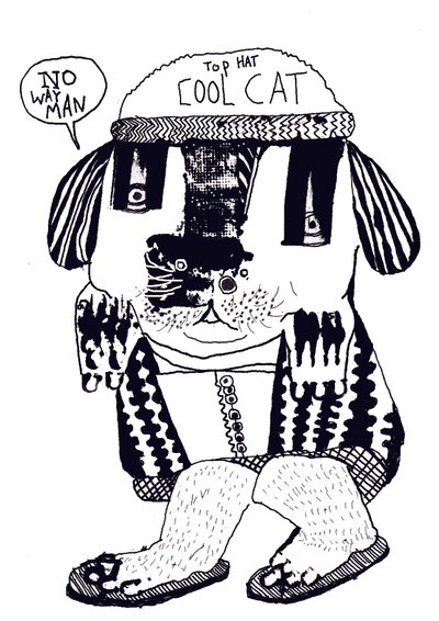 Cool Cat, 2014 (encre et huile) - Pat Macdonald