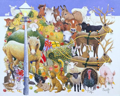 Un festin de Noël (huile sur toile) - Pat Scott