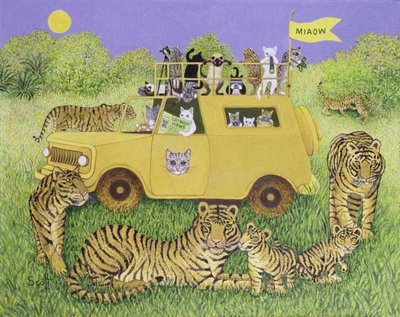 Safari de chats (huile sur toile) - Pat Scott