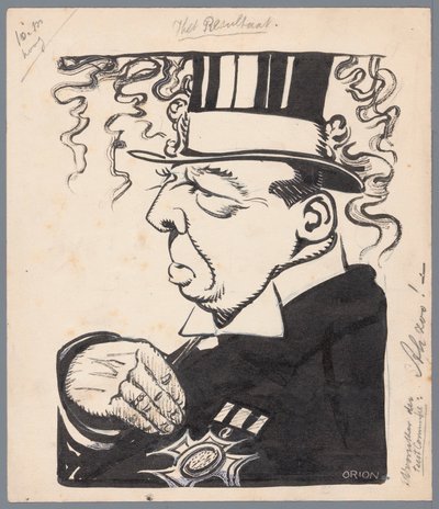 Politicien avec haut-de-forme et décoration sur la poitrine - Patricq Kroon (signed by artist)