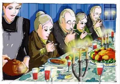 Illustration pour « Le Festin de Babette » de Karen Blixen (Le Festin de Babette) Dessin de Patrizia Laporta - Patrizia La Porta