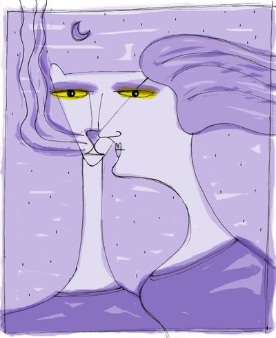 Strega del Tchesal (Chiesale) : sorcière qui se transforme en chat pour espionner les hommes. Illustration de Patrizia La Porta - Patrizia La Porta