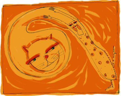 Strega del Tchesal (Chiesale) : sorcière qui se transforme en chat pour espionner les hommes. Illustration de Patrizia La Porta - Patrizia La Porta