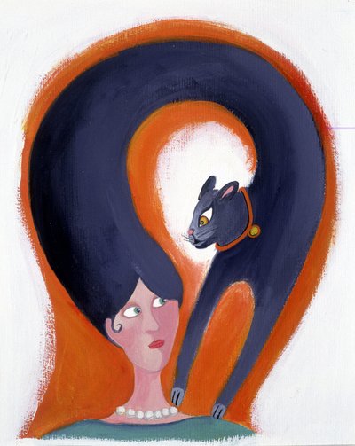 Coiffure de femme qui se transforme en chat - illustration de Patrizia La Porta - Patrizia La Porta
