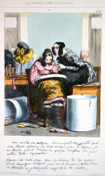 Travailleur dans une entreprise de chapellerie écrivant une lettre, vers 1840 - Paul (after) Gavarni