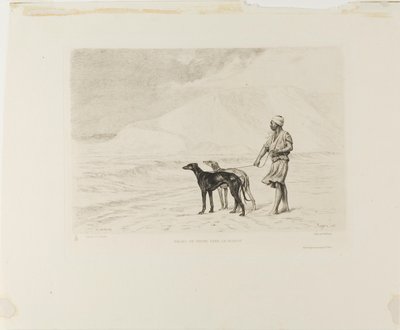 Relais de chiens dans le désert - Paul Adolphe Rajon