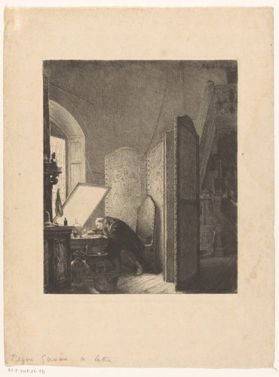 Rembrandt gravant dans son atelier - Paul Adolphe Rajon