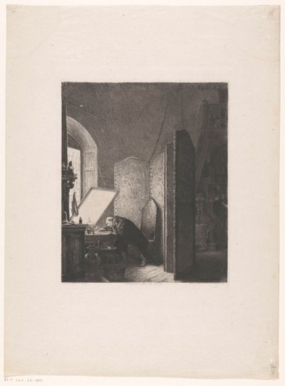 Rembrandt gravant dans son atelier - Paul Adolphe Rajon