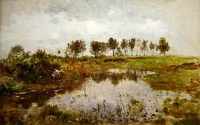 Paysage près de Dachau avec un étang au premier plan - Paul Baum