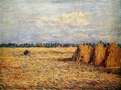 Paysage plat avec champ de céréales récoltées - Paul Baum
