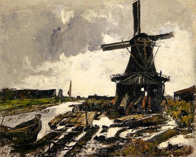 Paysage de canal avec un moulin à scie en bois, vers 1885 - Paul Baum