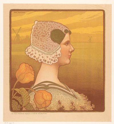 Portrait de la reine Wilhelmine en costume traditionnel - Paul Berthon
