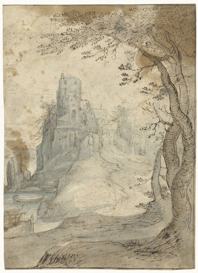 Paysage avec un château sur un rocher - Paul Bril (circle of)