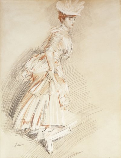Une dame élégante, debout en pied - Paul Cesar Helleu