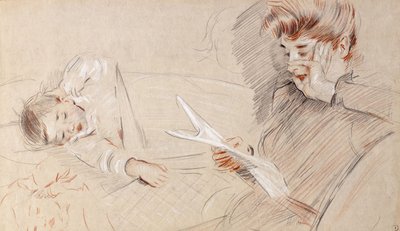 Madame Helleu lisant, avec Paulette allongée à côté d