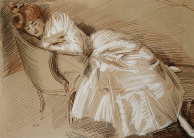 Madame Helleu allongée sur une chaise longue - Paul Cesar Helleu