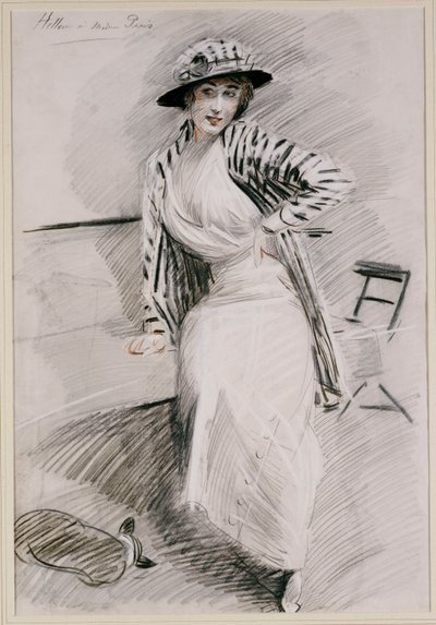 Madame Paris assise sur une banquette - Paul Cesar Helleu