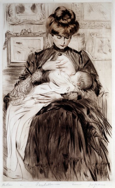 Maternité. Dessin de Paul Helleu (1859-1927), 20e siècle. Bayonne, Musée Bonnat - Paul Cesar Helleu