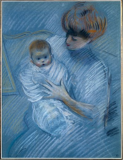 Maternité. Dessin de Paul Helleu (1859-1927), 20e siècle. Portrait d