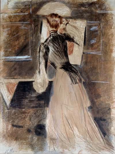 Portrait en pied de Madeleine Carlier. Paul Helleu (1859-1927), 20e siècle. Bayonne, Musée Bonnat - Paul Cesar Helleu