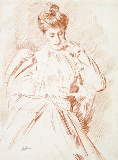 Portrait de Madame Helleu, lisant - Paul Cesar Helleu