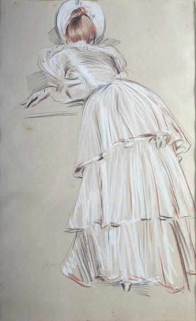 Femme debout penchée de dos - Paul Cesar Helleu