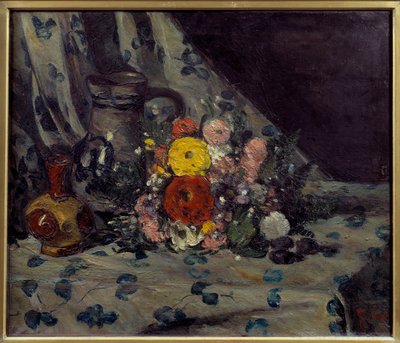 Bouquet avec dahlia jaune - Paul Cézanne